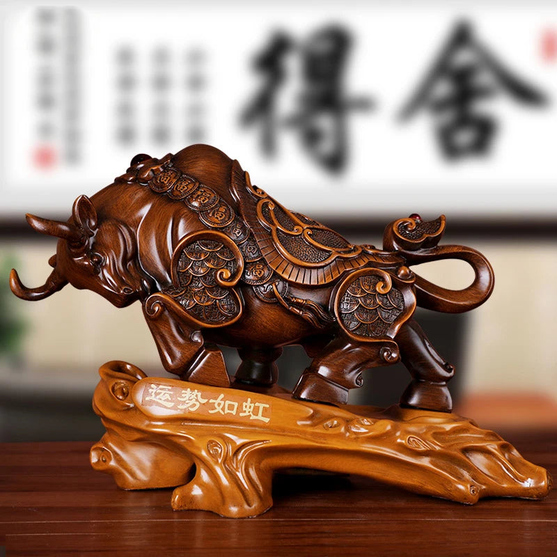 European Style Resin Bull Statue Modern Art Sculpture Home Auspicious Animal Best Gift Simple Taurus Ornament