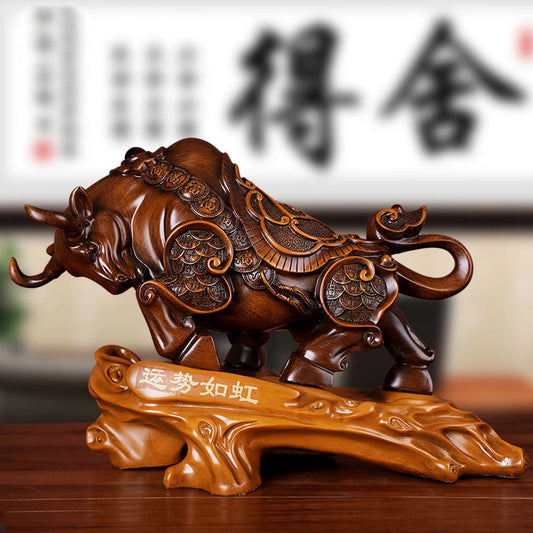 European Style Resin Bull Statue Modern Art Sculpture Home Auspicious Animal Best Gift Simple Taurus Ornament