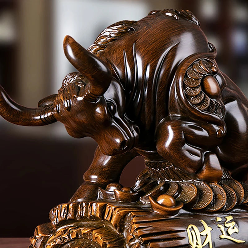 European Style Resin Bull Statue Modern Art Sculpture Home Auspicious Animal Best Gift Simple Taurus Ornament