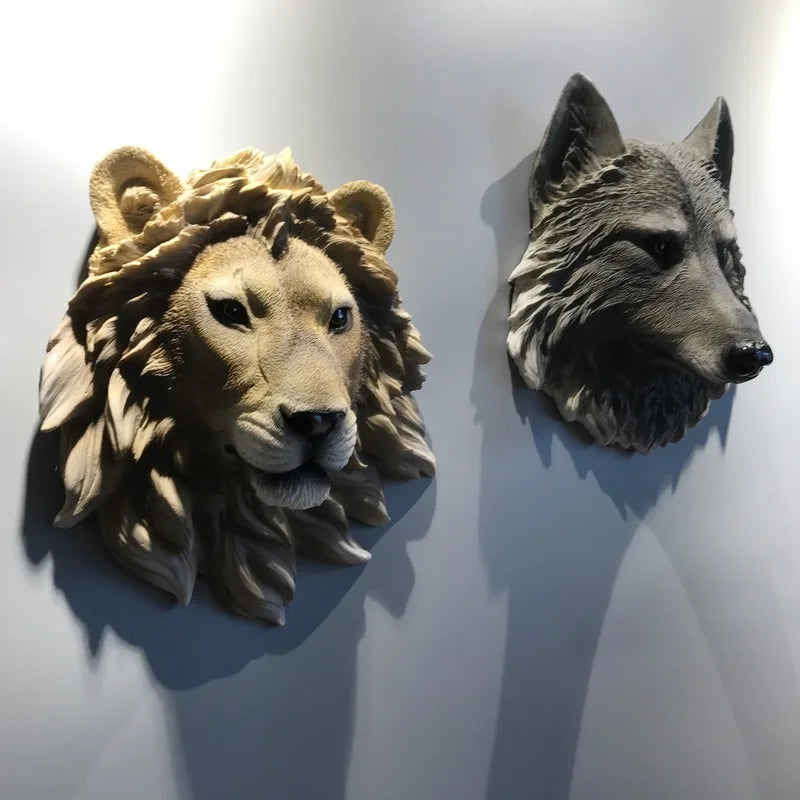 European-Style Simulated Three-Dimensional Animal Head Wall Hanging Decoration Resin Art Statue Home Wall Decoration Accessories