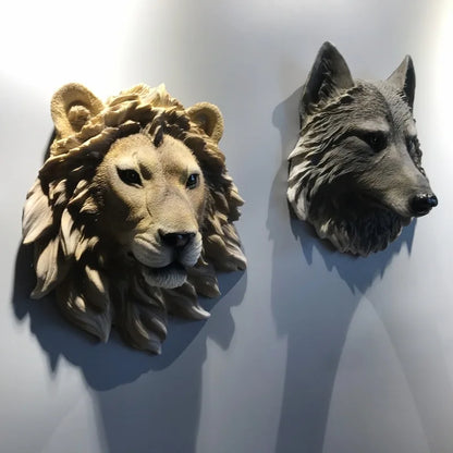 European-Style Simulated Three-Dimensional Animal Head Wall Hanging Decoration Resin Art Statue Home Wall Decoration Accessories