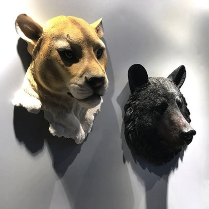 European-Style Simulated Three-Dimensional Animal Head Wall Hanging Decoration Resin Art Statue Home Wall Decoration Accessories