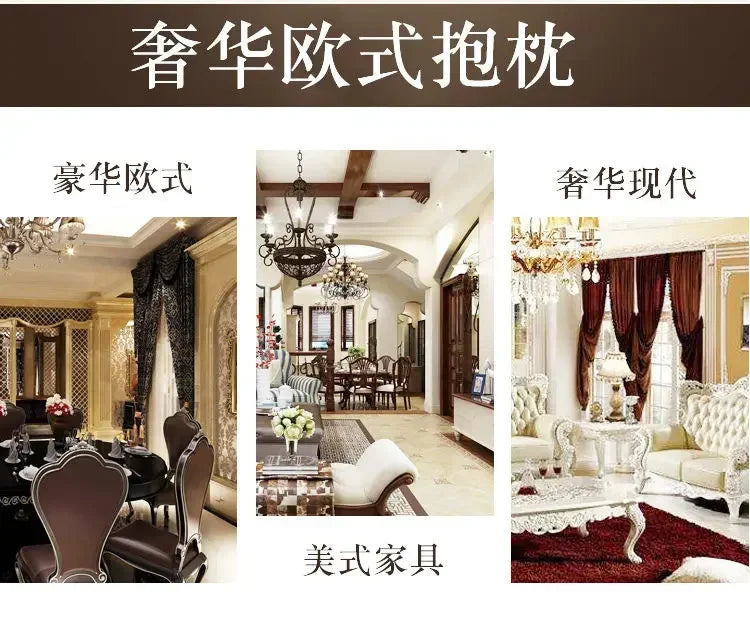 European-Style Sofa pillow case Luxury Living Room Pillows Bedside Backrest Embroidery Pillow Cover Large Pillow Removable