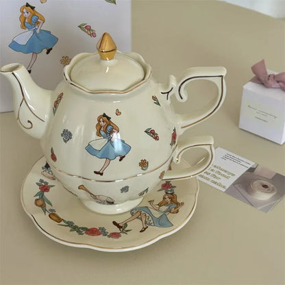 European Vintage Coffee Cup Saucer Set Ceramic English Teapot French Restaurant Tea Set Creative Home Afternoon Tea Cup Milk Cup