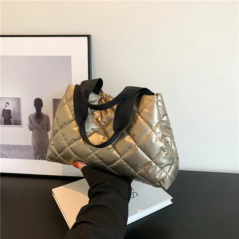 European and American Style Glossy Embroidery Rhombus Bubble Women's Bag Shoulder Handbag Luxury Designer Handbag for Women