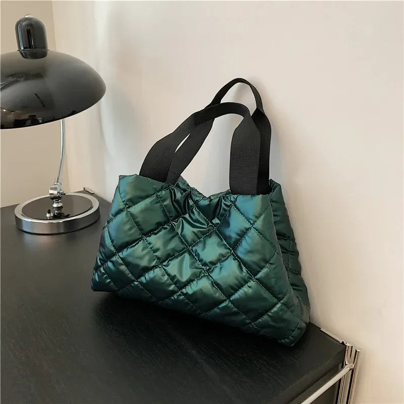 European and American Style Glossy Embroidery Rhombus Bubble Women's Bag Shoulder Handbag Luxury Designer Handbag for Women