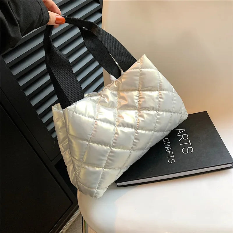 European and American Style Glossy Embroidery Rhombus Bubble Women's Bag Shoulder Handbag Luxury Designer Handbag for Women