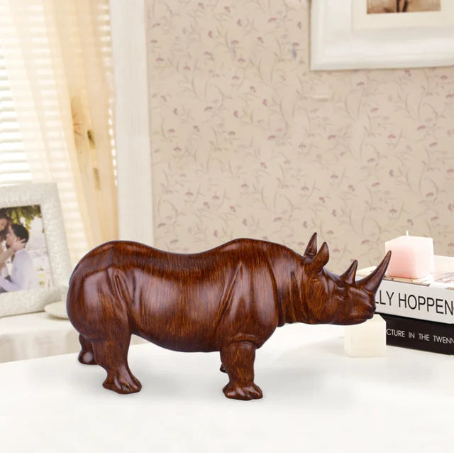 European blue resin rhino statue，Modern art sculpture，Wild animal statue，High-end home decorations，Office decorations statues