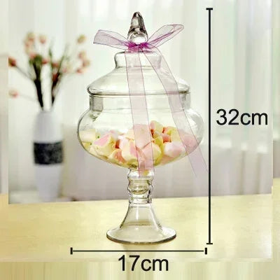 European candy jars transparent Glass bottles lid storage dust-proof cake stand dessert tea caddy wedding vase Decor supplies