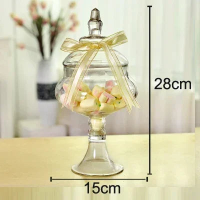 European candy jars transparent Glass bottles lid storage dust-proof cake stand dessert tea caddy wedding vase Decor supplies