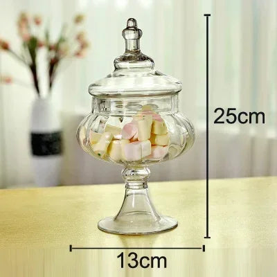 European candy jars transparent Glass bottles lid storage dust-proof cake stand dessert tea caddy wedding vase Decor supplies