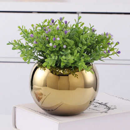 European golden vase big mouth flower arranging succulent flower pot tabletop decoration living room art deco vase decoration