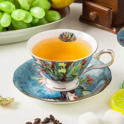 European high-end coffee cup dish set bone porcelain English afternoon teacup home creative Van Gogh oil painting ceramic cup