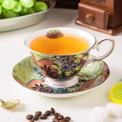 European high-end coffee cup dish set bone porcelain English afternoon teacup home creative Van Gogh oil painting ceramic cup