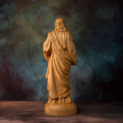 European juniper Jesus statue Sacred Heart prayer wood carving religious decoration Christian altar decoration icon sculpture