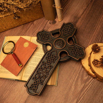 European retro Celtic cross wall hanging wall decoration wood carving crafts religious church home decoration wood carving gift