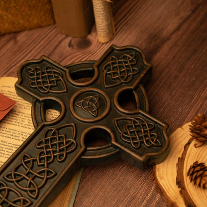 European retro Celtic cross wall hanging wall decoration wood carving crafts religious church home decoration wood carving gift