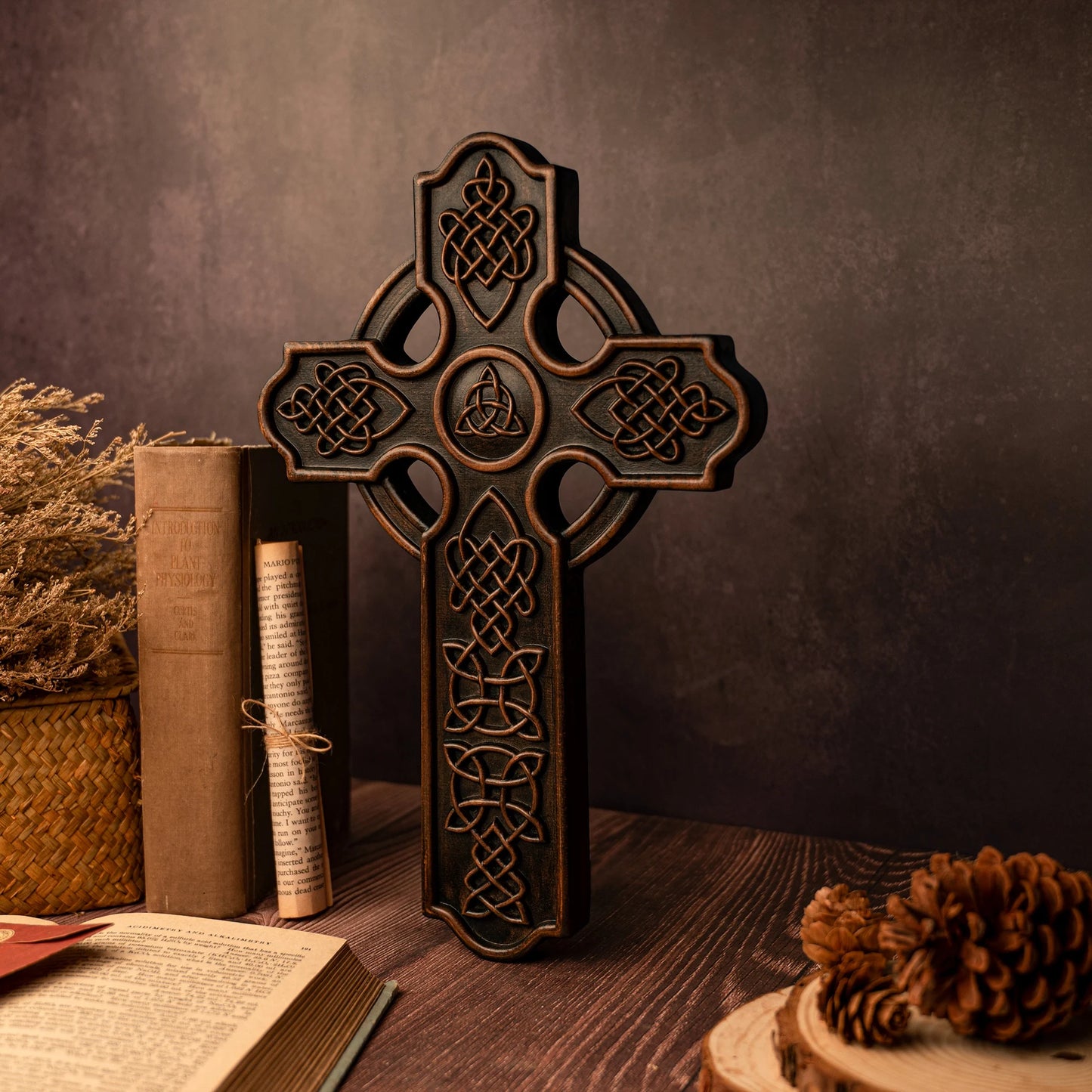 European retro Celtic cross wall hanging wall decoration wood carving crafts religious church home decoration wood carving gift