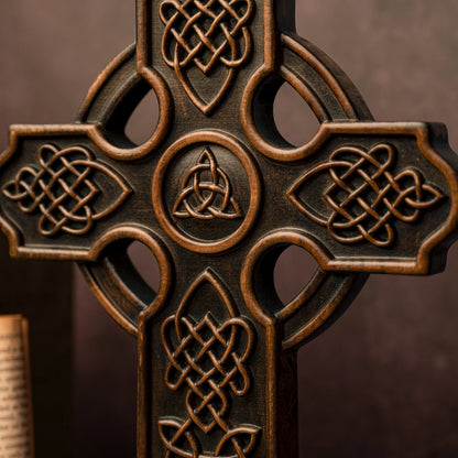 European retro Celtic cross wall hanging wall decoration wood carving crafts religious church home decoration wood carving gift