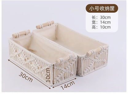 European tabletop storage box cotton rope storage basket household woven snack basket key sundry basket cosmetics finishing bask