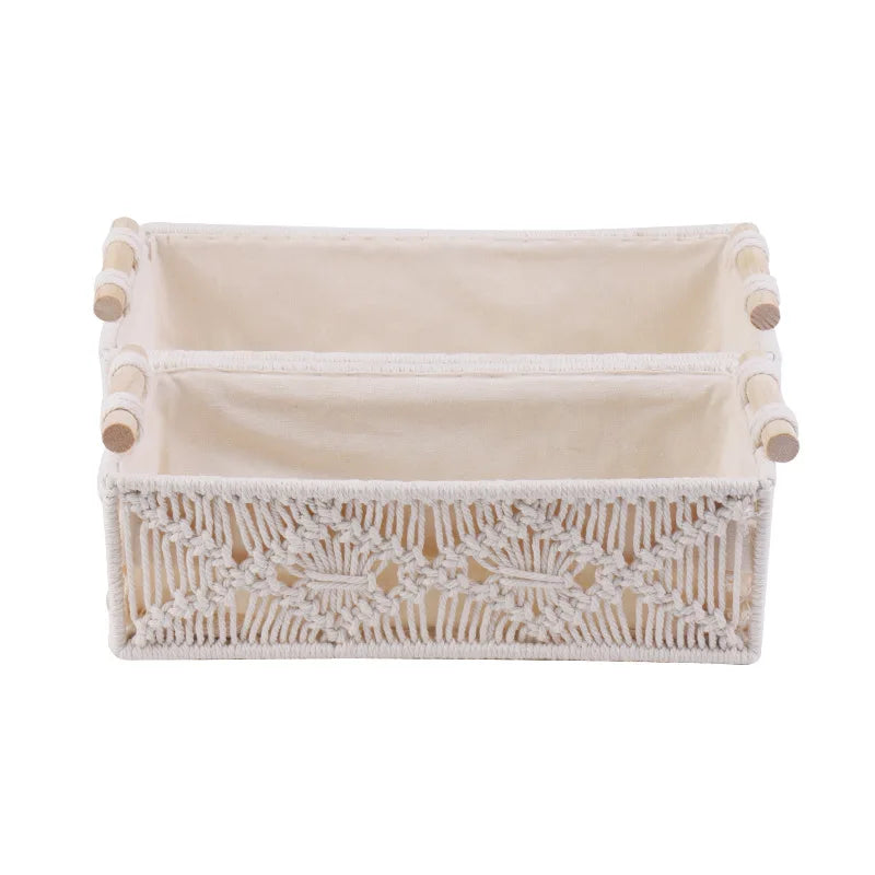 European tabletop storage box cotton rope storage basket household woven snack basket key sundry basket cosmetics finishing bask