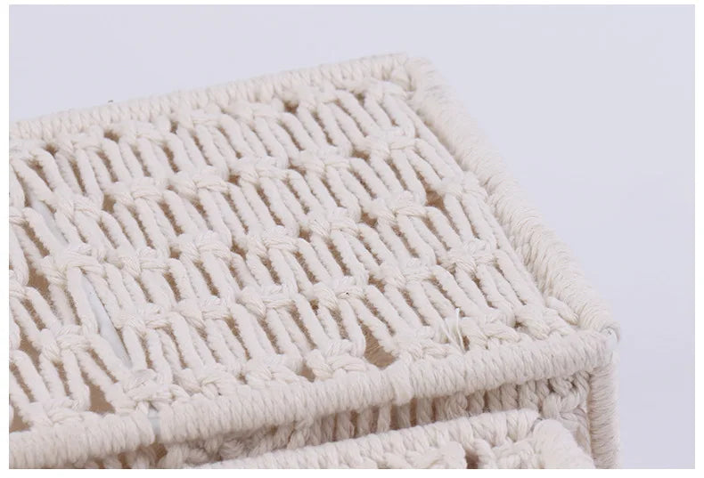 European tabletop storage box cotton rope storage basket household woven snack basket key sundry basket cosmetics finishing bask