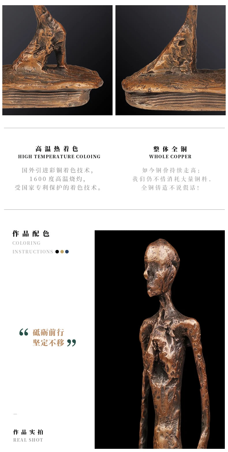 European walking people copper decoration living room wine cabinet decoration pure copper arts and crafts hotel club decoration