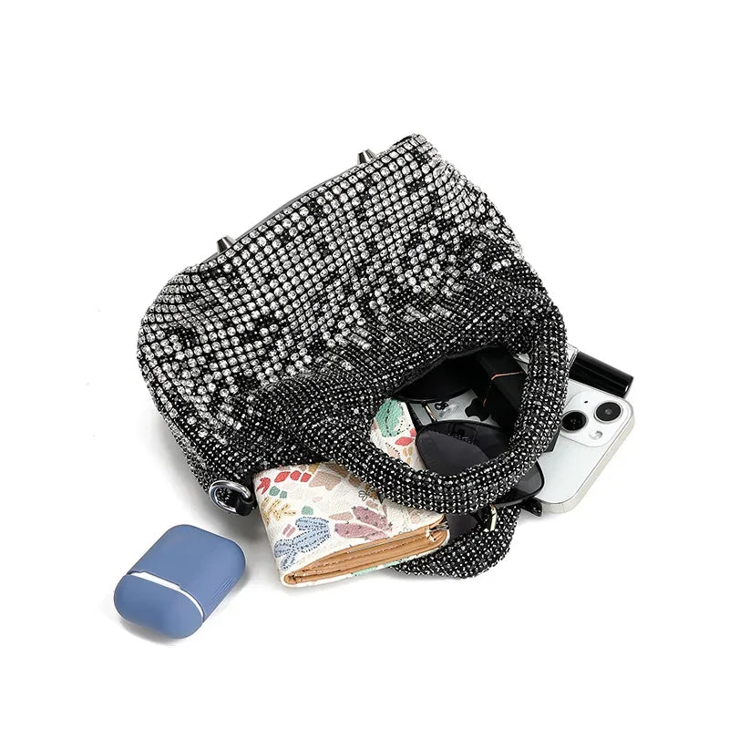 Evening Bag New Style Full Diamond Ladies Handbag Gradient Color Bucket Bag Shoulder Crossbody for Women Luxury Handbags