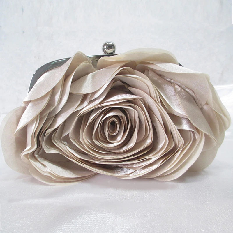 Evening Bag Women Flower Bride Small Purse Full Dress Party Satin Handbag Wedding Chain Lady Clutches High Quality Luxury 2024