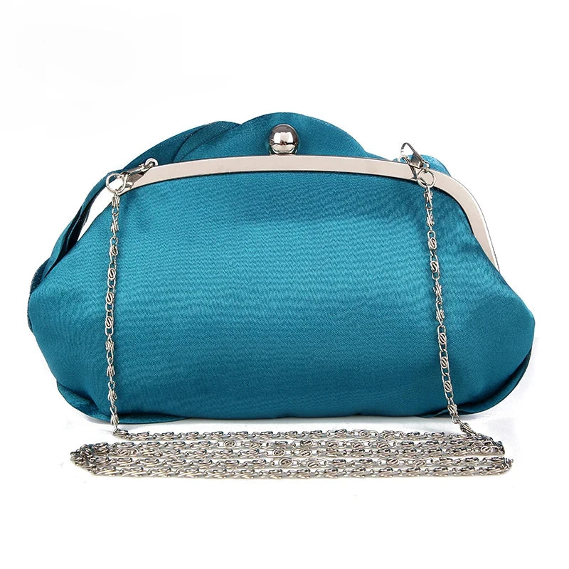 Evening Bag Women Flower Bride Small Purse Full Dress Party Satin Handbag Wedding Chain Lady Clutches High Quality Luxury 2024