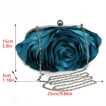 Evening Bag Women Flower Bride Small Purse Full Dress Party Satin Handbag Wedding Chain Lady Clutches High Quality Luxury 2024