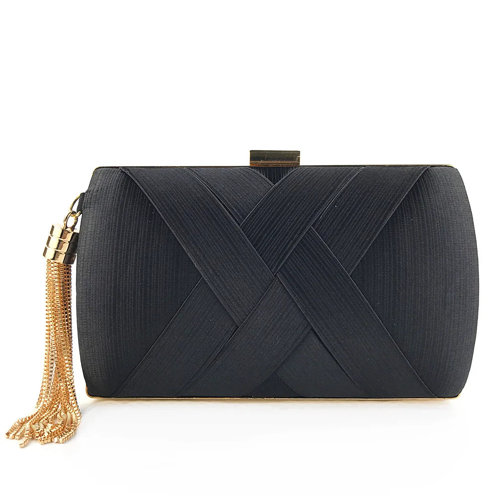 Evening Bags Elegant Shoulder Luxury Designer for Women Trend 2024 Satin Tassel Purses Clutch Bag Small Handbag Crossbody Party