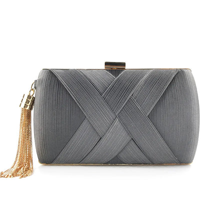 Evening Bags Elegant Shoulder Luxury Designer for Women Trend 2024 Satin Tassel Purses Clutch Bag Small Handbag Crossbody Party