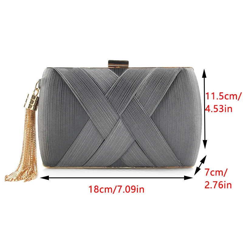 Evening Bags Elegant Shoulder Luxury Designer for Women Trend 2024 Satin Tassel Purses Clutch Bag Small Handbag Crossbody Party