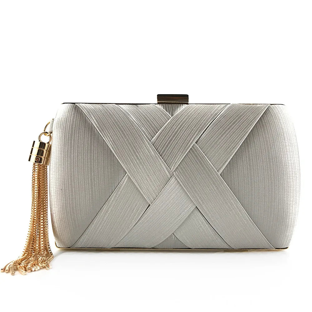 Evening Bags Elegant Shoulder Luxury Designer for Women Trend 2024 Satin Tassel Purses Clutch Bag Small Handbag Crossbody Party