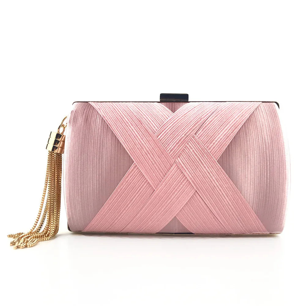 Evening Bags Elegant Shoulder Luxury Designer for Women Trend 2024 Satin Tassel Purses Clutch Bag Small Handbag Crossbody Party