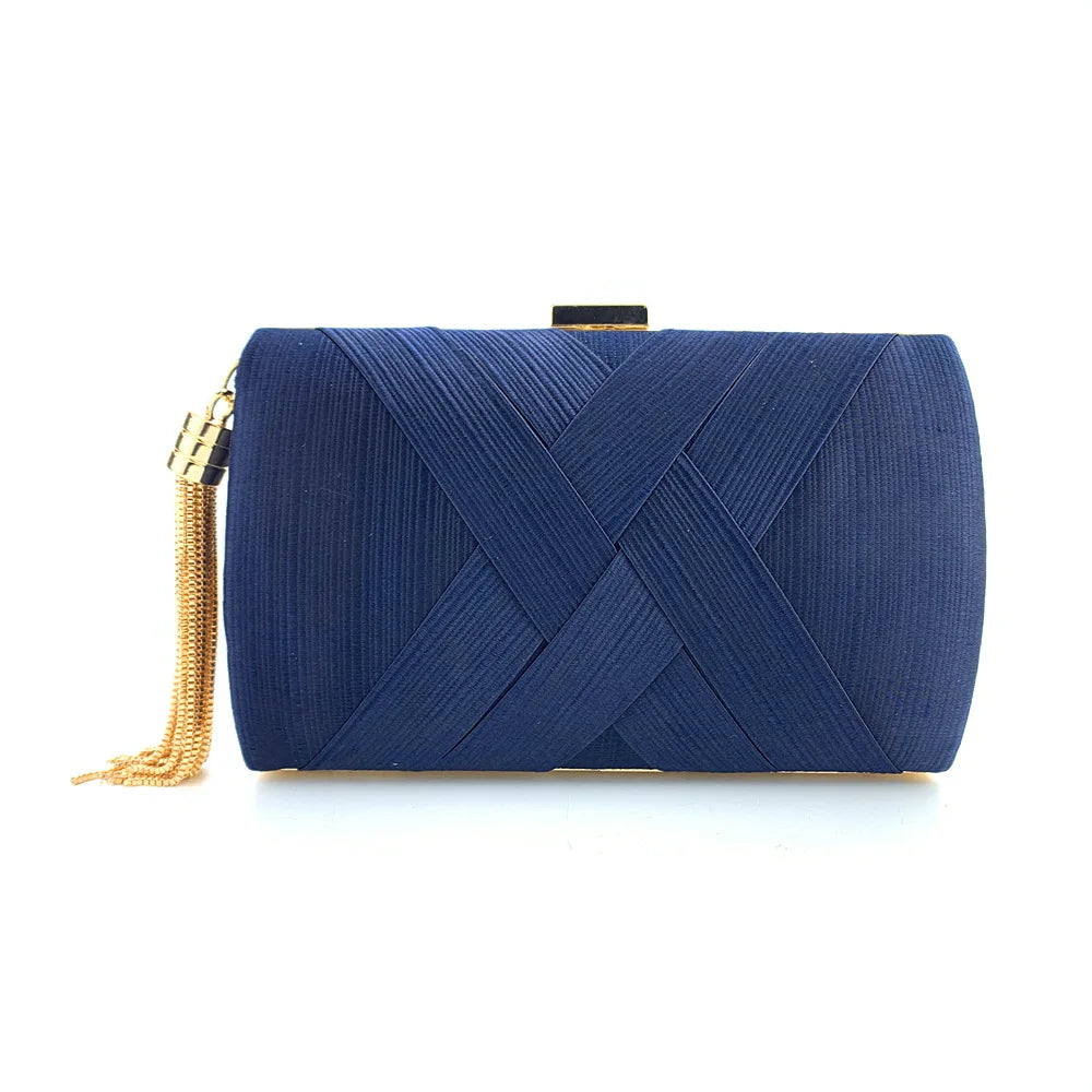 Evening Bags Elegant Shoulder Luxury Designer for Women Trend 2024 Satin Tassel Purses Clutch Bag Small Handbag Crossbody Party