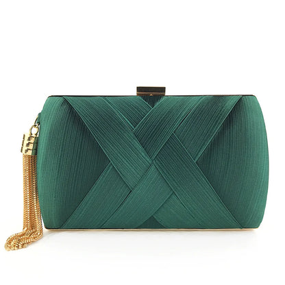 Evening Bags Elegant Shoulder Luxury Designer for Women Trend 2024 Satin Tassel Purses Clutch Bag Small Handbag Crossbody Party