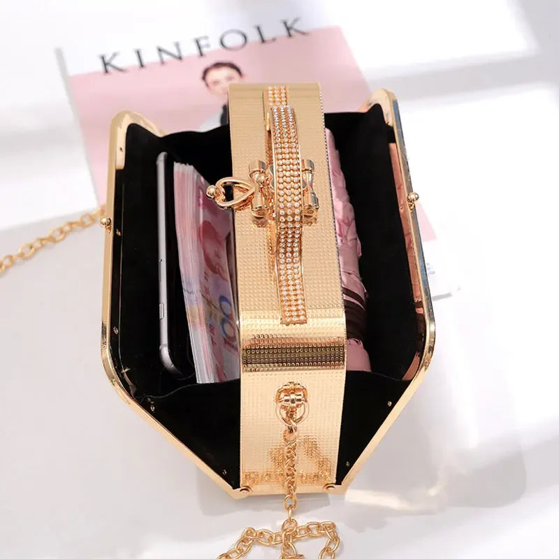 Evening Bags Women Clutch High-end PU Leather Wedding Bridal Handbag Pearl Flower Fashion Chain Party Packs Bags 2024 Crossbody