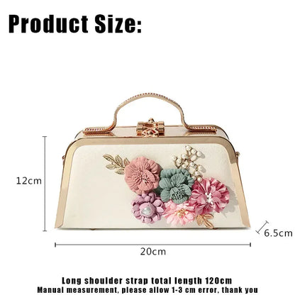 Evening Bags Women Clutch High-end PU Leather Wedding Bridal Handbag Pearl Flower Fashion Chain Party Packs Bags 2024 Crossbody