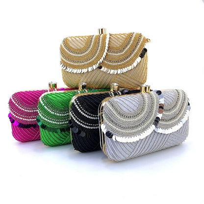 Evening Clutch Bag for Women Patchwork Wedding Clutch Purse Chain Shoulder Bag Small Party Handbag Crossbody Bag