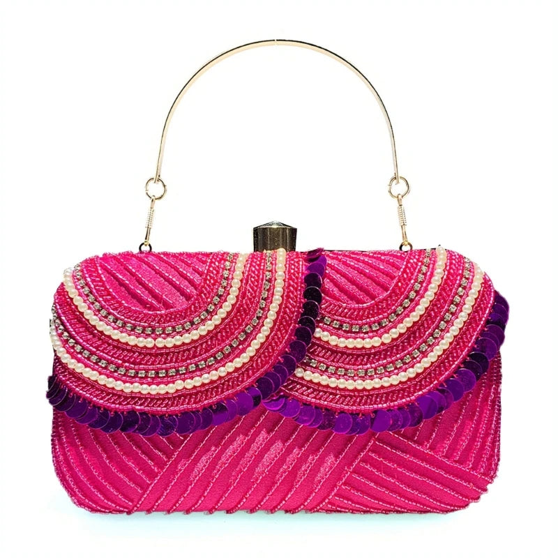 Evening Clutch Bag for Women Patchwork Wedding Clutch Purse Chain Shoulder Bag Small Party Handbag Crossbody Bag