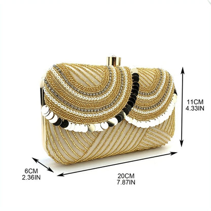 Evening Clutch Bag for Women Patchwork Wedding Clutch Purse Chain Shoulder Bag Small Party Handbag Crossbody Bag