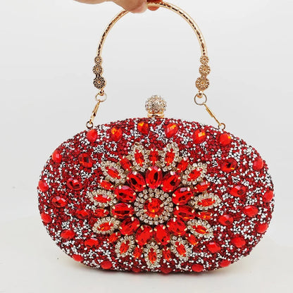 Evening Clutch Bag for Women Wedding Flower Diamond Purses Chain Designer Luxury Golden Bags Party Handbag with Metal Handle New