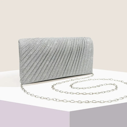 Evening Clutch Purse Sparkling Party Pleated Handbag for Weddings and Parties