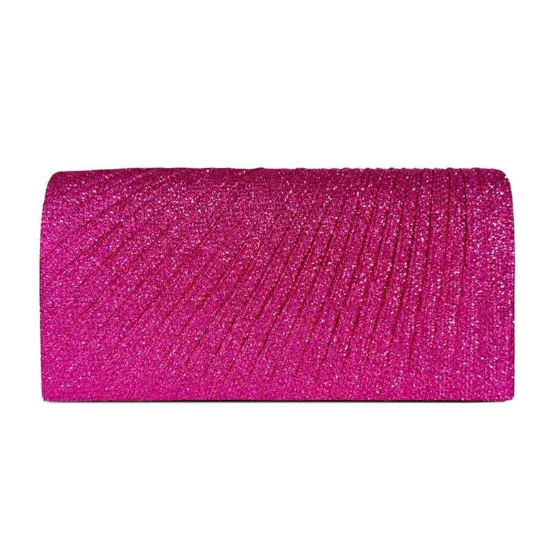 Evening Clutch Purse Sparkling Party Pleated Handbag for Weddings and Parties