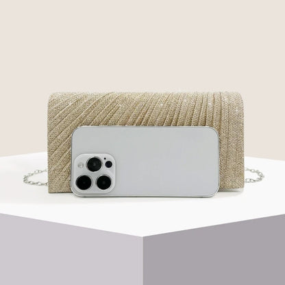 Evening Clutch Purse Sparkling Party Pleated Handbag for Weddings and Parties