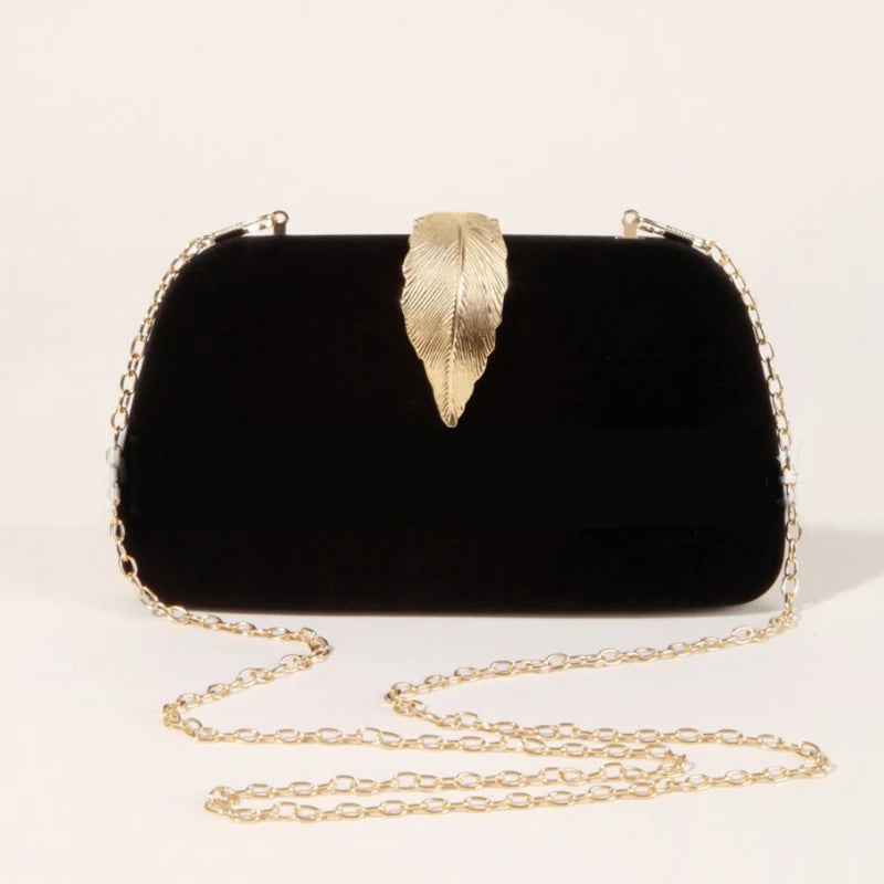 Evening Clutch for Women Fashion Formal HandBag Bridesmaid Wedding Luxury Designer Shoulder Chain Bag Cocktail Party Purse Leaf