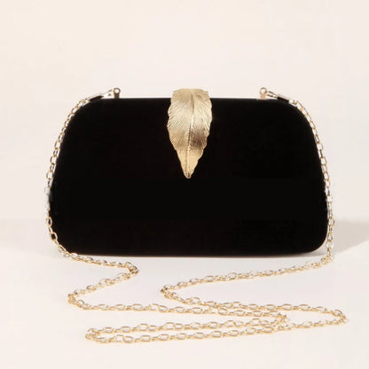 Evening Clutch for Women Fashion Formal HandBag Bridesmaid Wedding Luxury Designer Shoulder Chain Bag Cocktail Party Purse Leaf