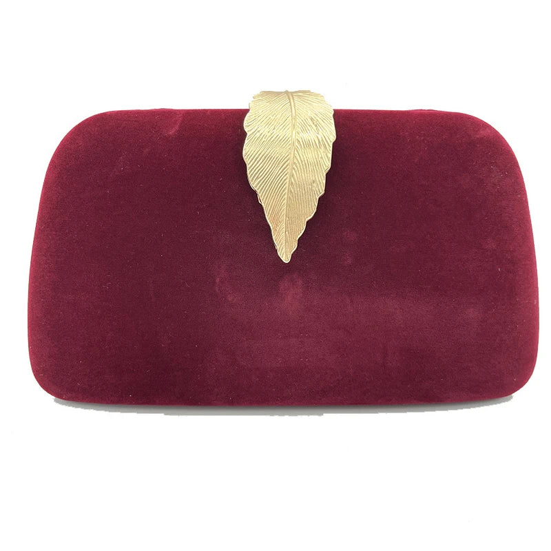 Evening Clutch for Women Fashion Formal HandBag Bridesmaid Wedding Luxury Designer Shoulder Chain Bag Cocktail Party Purse Leaf